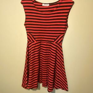 Red & black geometric dress